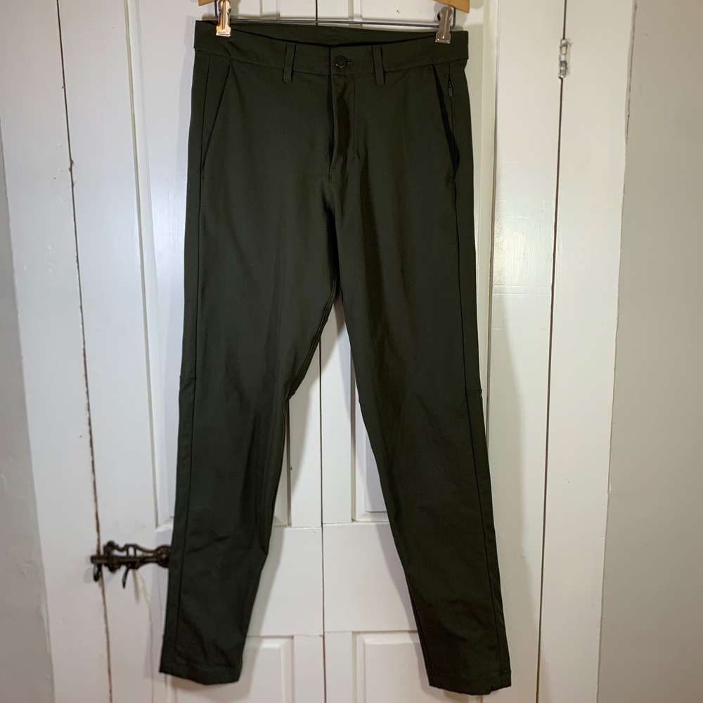 Lululemon Commission Pant Slim Warpstreme Dark Green Men 30x31 LM5439S Tech City
